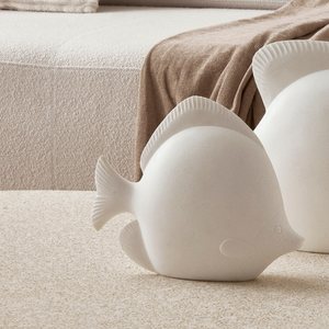 Escultura Peixe em Poliresina Off White 21x25x7cm Mart