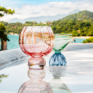 Taça de Vidro Verde e Azul Marejo 360ml Linha Sintonia