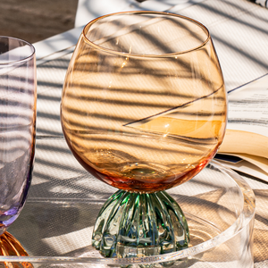 Taça de Vidro Laranja e Verde Marejo 640ml Linha Sintonia