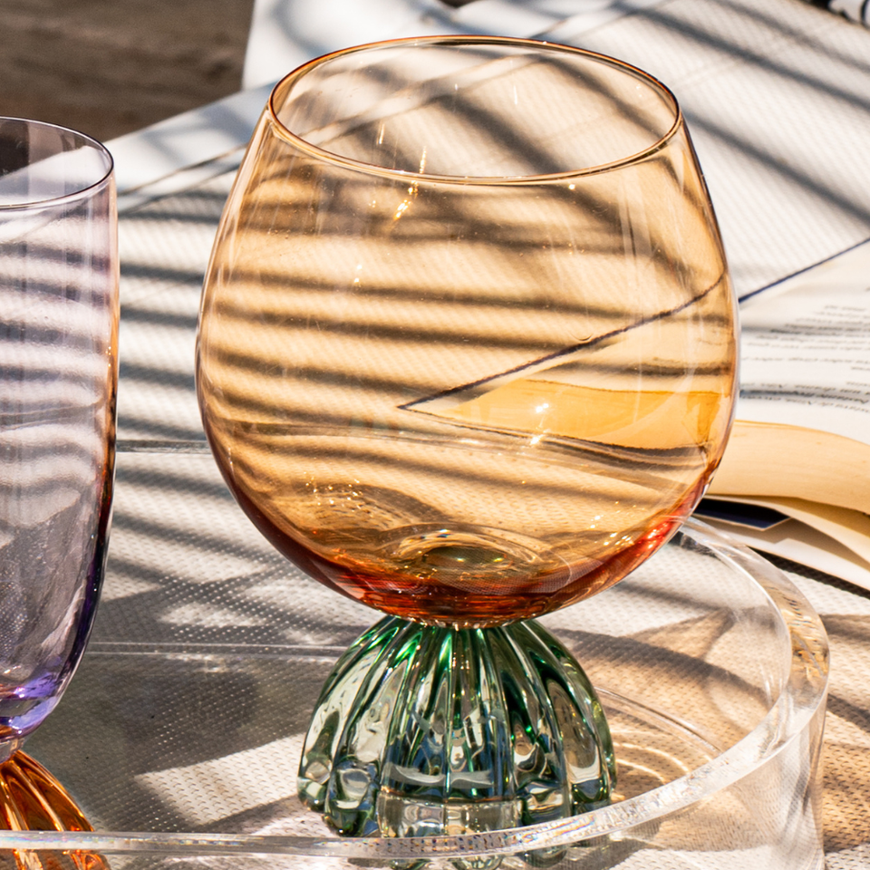 Taça de Vidro Laranja e Verde Marejo 640ml Linha Sintonia