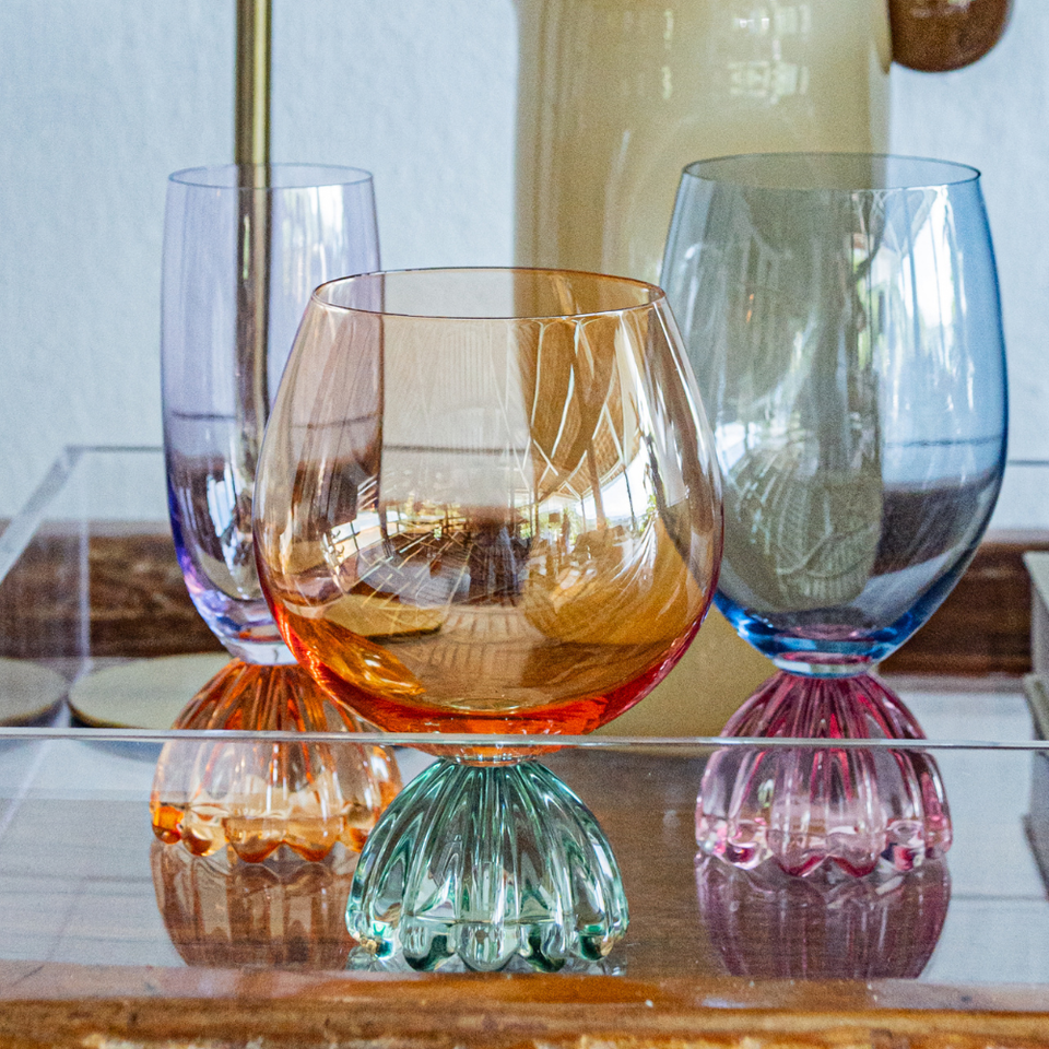 Taça de Vidro Laranja e Verde Marejo 640ml Linha Sintonia