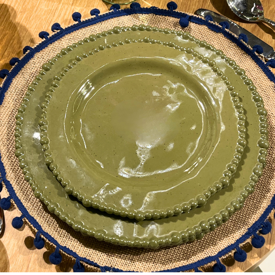 Jogo 6 Pratos Sobremesa Melamina Perlina Verde 23cm