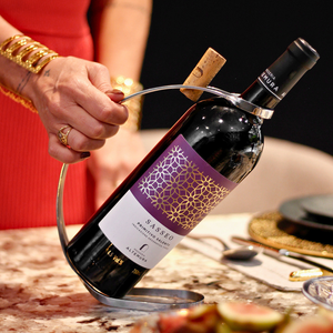 Suporte para Vinho Craquele Aço Inox Revestido em Prata Riva