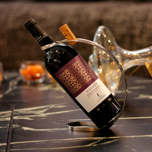Suporte para Vinho Craquele Aço Inox Revestido em Prata Riva
