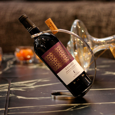 Suporte para Vinho Craquele Aço Inox Revestido em Prata Riva