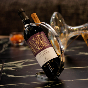 Suporte para Vinho Craquele Aço Inox Revestido em Prata Riva