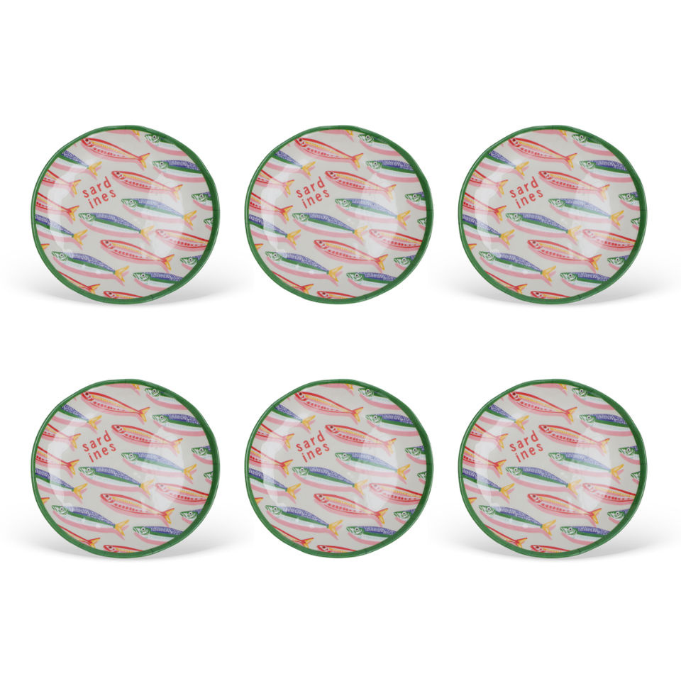 Jogo 6 Pratos Sobremesa Melamina Les Sardines 21,3cm