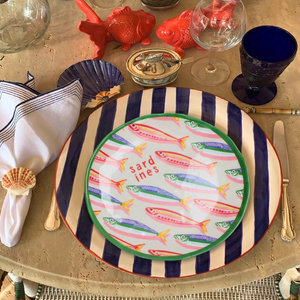 Jogo 6 Pratos Sobremesa Melamina Les Sardines 21,3cm