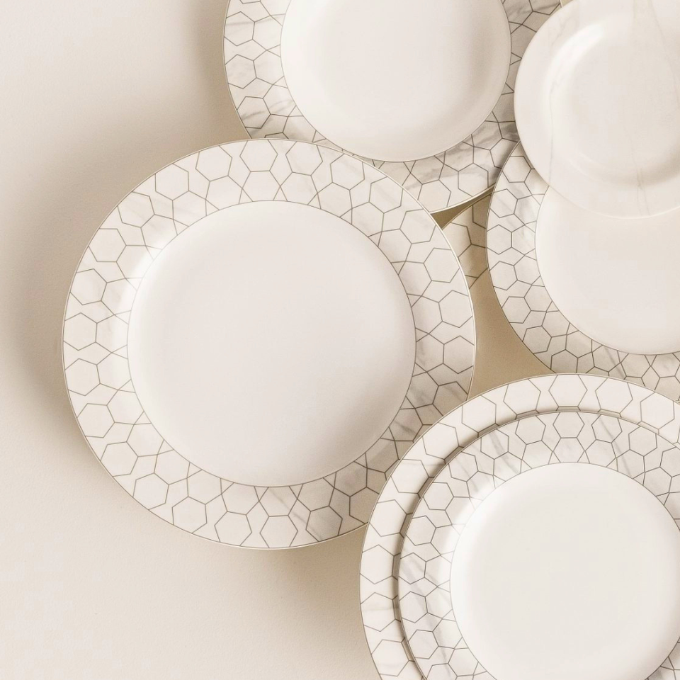 Conjunto com 6 Pratos Rasos Porcelana Mythology Apollon 28cm Strauss