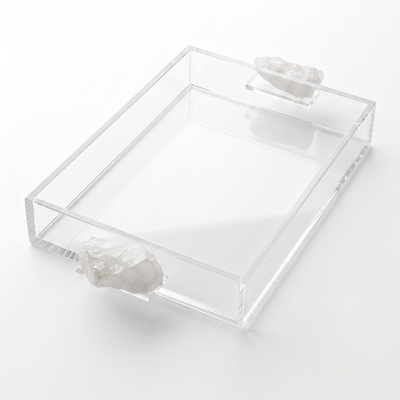 Bandeja Acrílico Quartzo Branco 35x25cm
