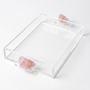 Bandeja Acrílico Quartzo Rosa 35x25cm