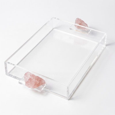Bandeja Acrílico Quartzo Rosa 35x25cm