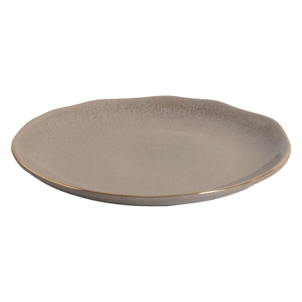 Jogo 6 Pratos Rasos Stoneware Orgânico Shimeji Gold 26,5cm Porto Brasil