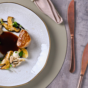 Jogo 6 Pratos Rasos Stoneware Orgânico Lua Gold 26,5cm Porto Brasil