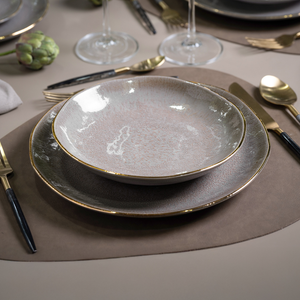 PRÉ-VENDA: Aparelho de Jantar Stoneware Orgânico Shimeji Gold Porto Brasil 30 Peças