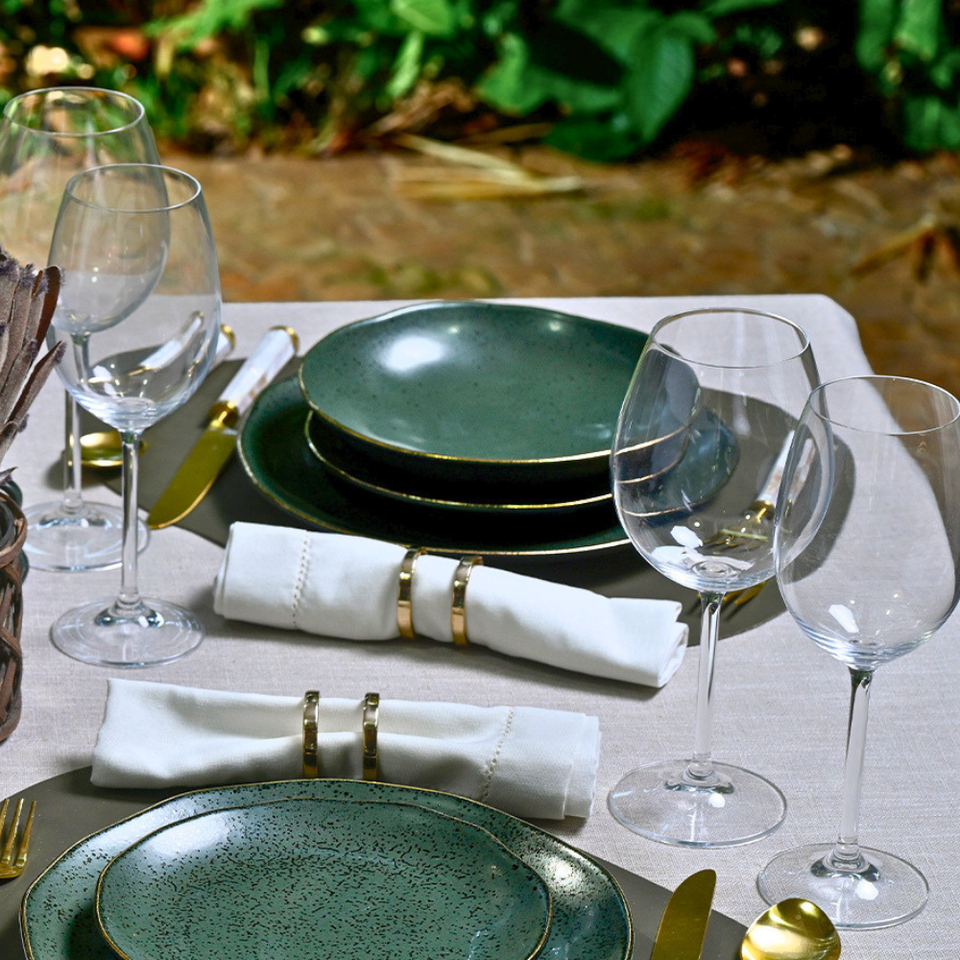Jogo 6 Pratos Fundos Stoneware Orgânico Forest Gold 21,2cm 600ml Porto Brasil