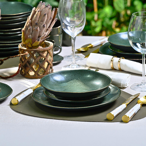 Jogo 6 Pratos Fundos Stoneware Orgânico Forest Gold 21,2cm 600ml Porto Brasil