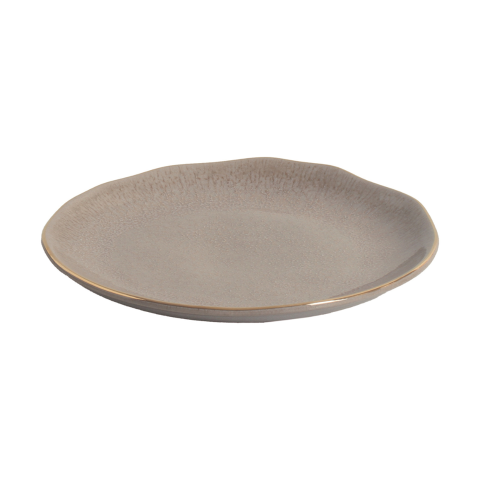 Jogo 6 Pratos Sobremesa Stoneware Orgânico Shimeji Gold 19,5cm Porto Brasil