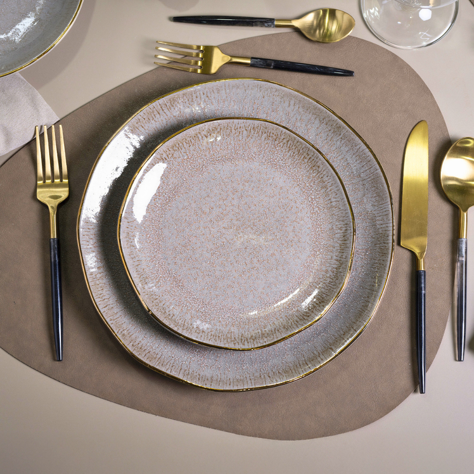 PRÉ-VENDA: Aparelho de Jantar Stoneware Orgânico Shimeji Gold Porto Brasil 30 Peças