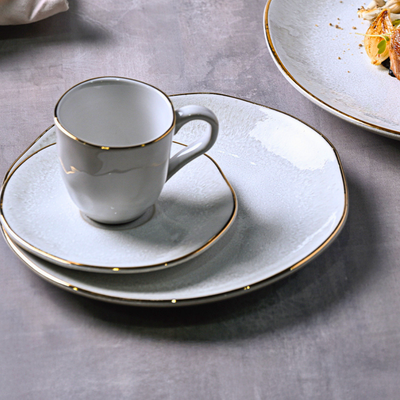 PRÉ-VENDA: Jogo 6 Xícaras de Café Stoneware Lua Gold 120ml Porto Brasil