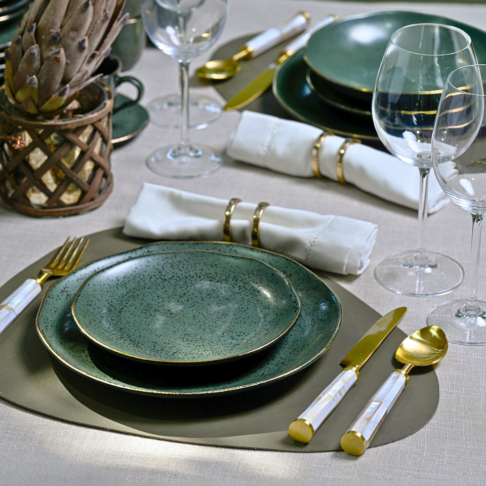 PRÉ-VENDA: Jogo 6 Pratos Sobremesa Stoneware Orgânico Forest Gold 19,5cm Porto Brasil