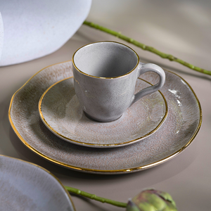 PRÉ-VENDA: Aparelho de Jantar Stoneware Orgânico Shimeji Gold Porto Brasil 30 Peças