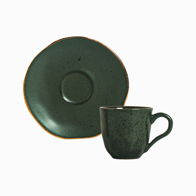 PRÉ-VENDA: Jogo 6 Xícaras de Café Stoneware Forest Gold 120ml Porto Brasil