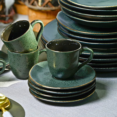 PRÉ-VENDA: Jogo 6 Xícaras de Café Stoneware Forest Gold 120ml Porto Brasil
