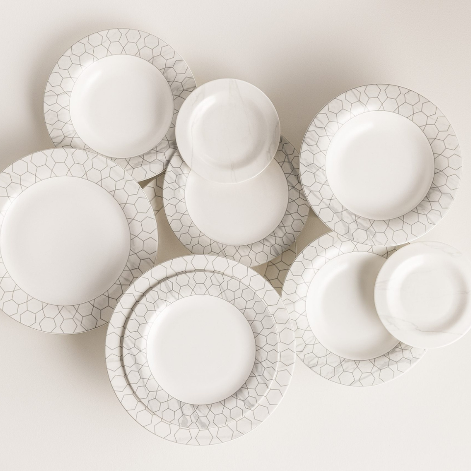 Conjunto com 6 Pratos Fundos Porcelana Mythology Apollon 24,5cm Strauss