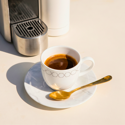 Conjunto com 6 Xícaras de Café com Pires Porcelana Mythology Apollon 110ml Strauss