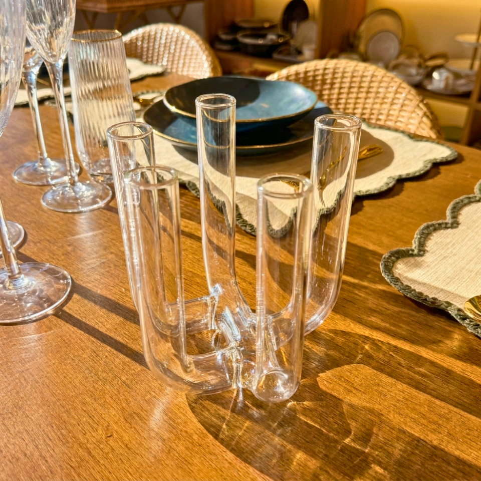 PRÉ-VENDA: Vaso 5 Tubos em Vidro Transparente Floratório