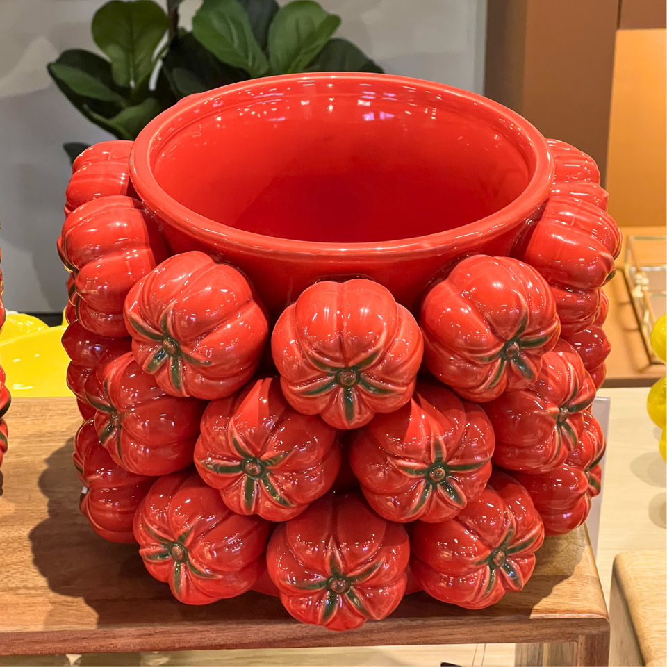PRÉ-VENDA: Vaso Cachepot Tomate Cerâmica Médio