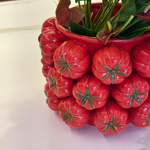 PRÉ-VENDA: Vaso Cachepot Tomate Cerâmica Médio