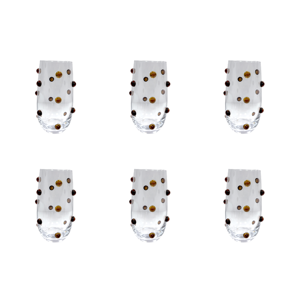 Jogo de 6 Copos Altos Vidro Dots Âmbar 520ml