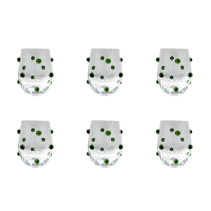 Jogo de 6 Copos Baixos Vidro Dots Verde 525ml