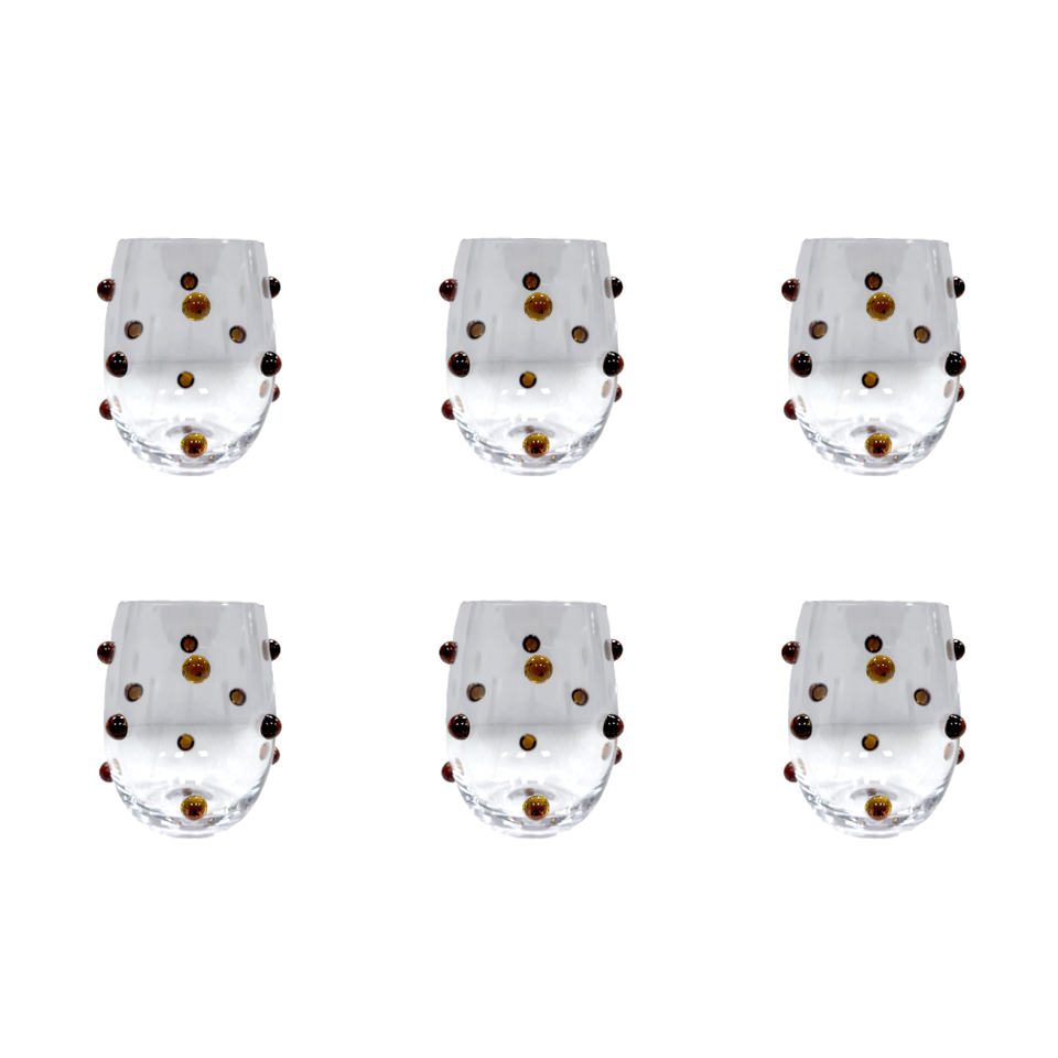 Jogo de 6 Copos Baixo Vidro Dots Âmbar 525ml