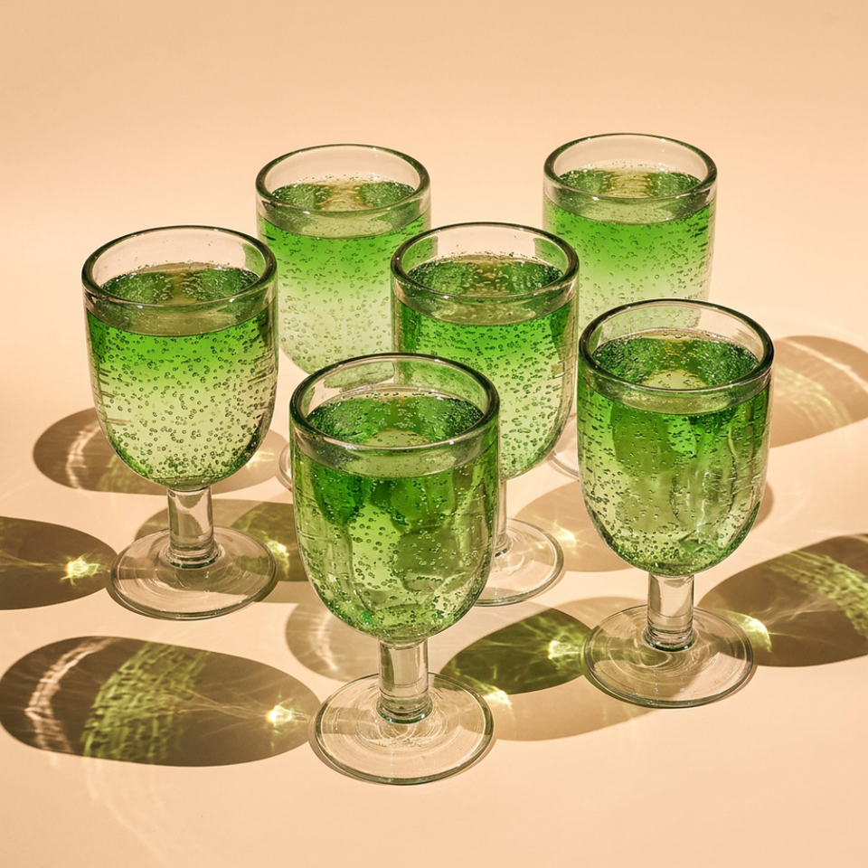 Jogo de 6 Taças para Água Bollicine Vidro Verde Linha Sintonia