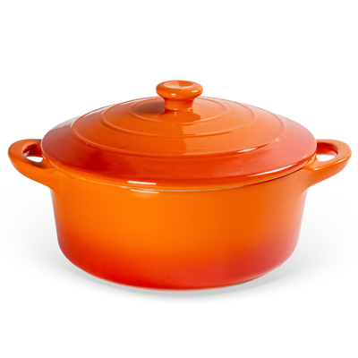 Caçarola Cerâmica Laranja Degradê Redonda 23,5cm