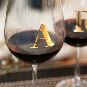 Taça Bordeaux Vinho 600ml em Cristal Ecológico Madison Letra Dourada Personalizável