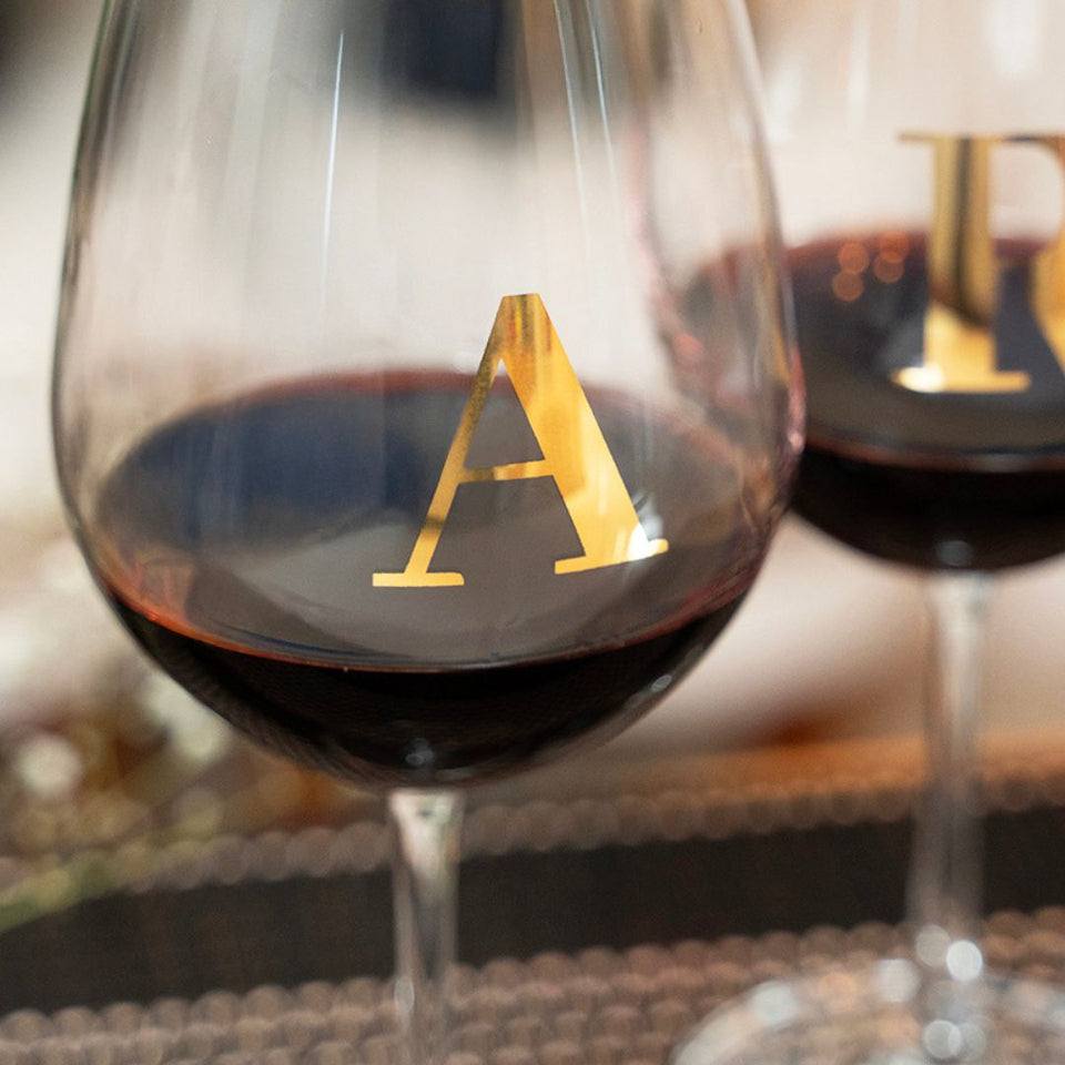 Taça Bordeaux Vinho 600ml em Cristal Ecológico Madison Letra Dourada Personalizável