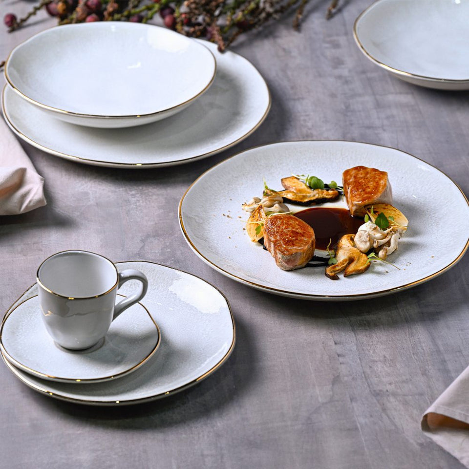Aparelho de Jantar Stoneware Orgânico Lua Gold Porto Brasil 30 Peças
