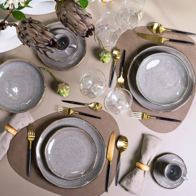 PRÉ-VENDA: Aparelho de Jantar Stoneware Orgânico Shimeji Gold Porto Brasil 30 Peças