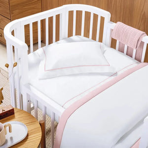 Edredom Baby Dolce 100% Algodão Egípcio Branco / Rosa Trussardi