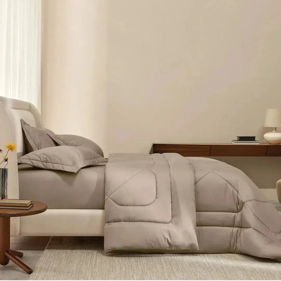 Edredom Solteiro Grasso 300 Fios Cetim 100% Algodão Egípcio Nocciola Trussardi