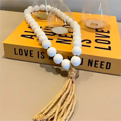 Escultura Colar em Madeira Branca 2,5x50x2,5cm Mart