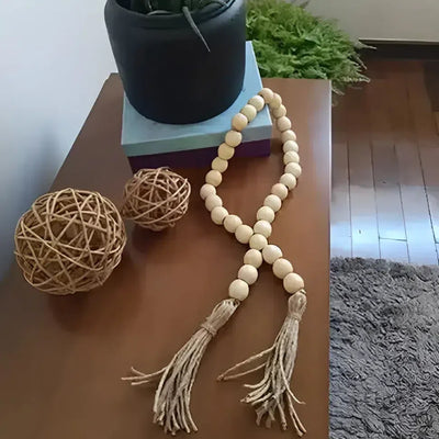 Escultura Colar em Madeira Marfim 5x51x5cm Mart