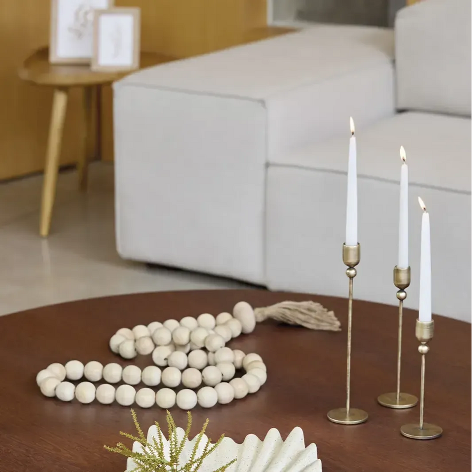 Escultura Colar em Madeira Off White 6,5x123x7,5cm Mart