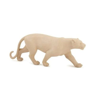 Escultura Leopardo em Poliresina Bege Mart 12,5x36x6cm