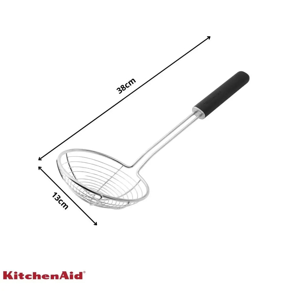 Escumadeira Aço Inox Fritura Preta KitchenAid