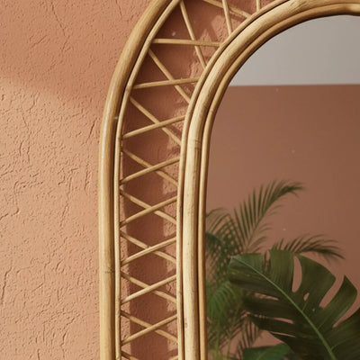 Espelho Moldura Arco Mandola Rattan Bahali 70x5x160cm